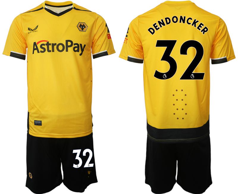 Men 2022-2023 Club Wolverhampton Wanderers home yellow 32 Soccer Jersey